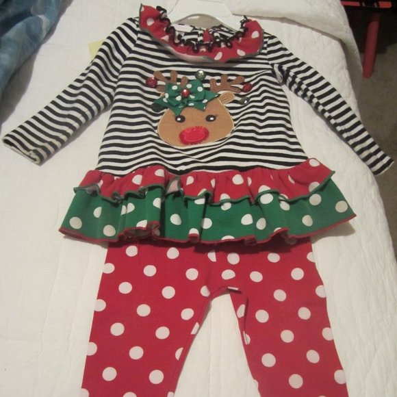 Infant Girl's Christmas Dress w/Leggins 12 M - Picture 4 of 4